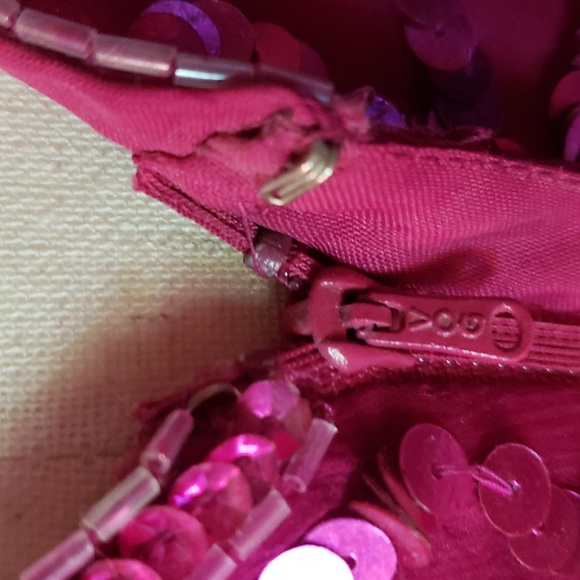 STYLEWORKS Sequined Silk Cocktail Dress - Magenta Pink - 16 - EUC - Picture 6 of 8